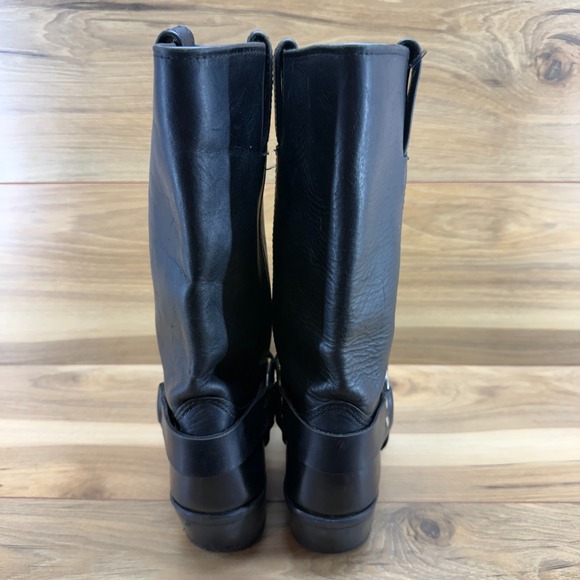 FRYE Harness Biker Boots Womens 8.5 M Black Leather Square Toe - Picture 8 of 12